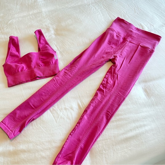 Free People Pants - Free People Workout Set “Good Karma” Hot Pink